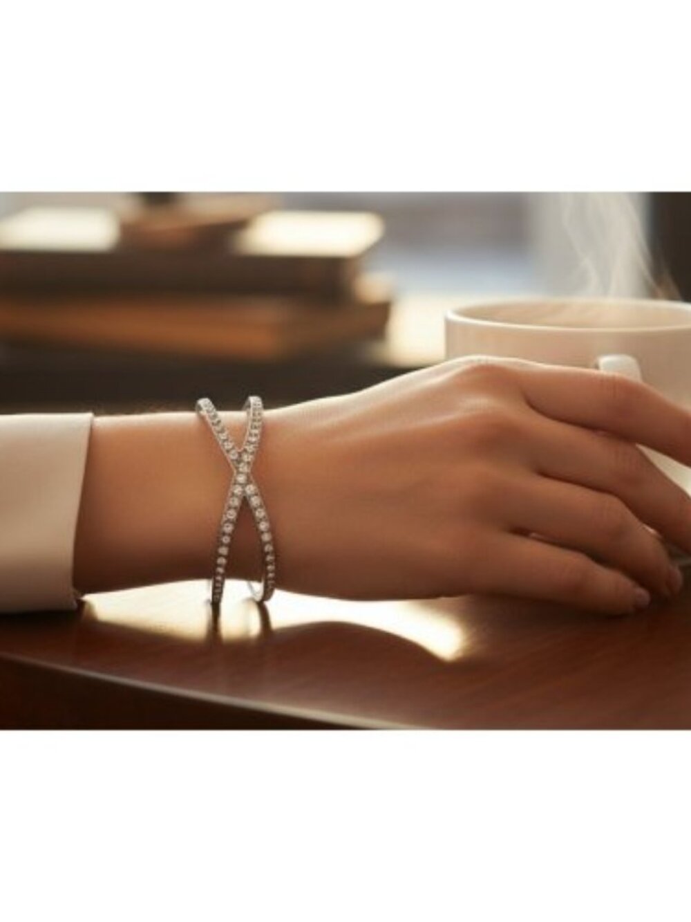 Silvertone Rhinestone Encrusted Infinity Bracelet